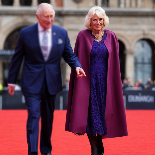50th Anniversary Cape Queen Camilla Purple Coat