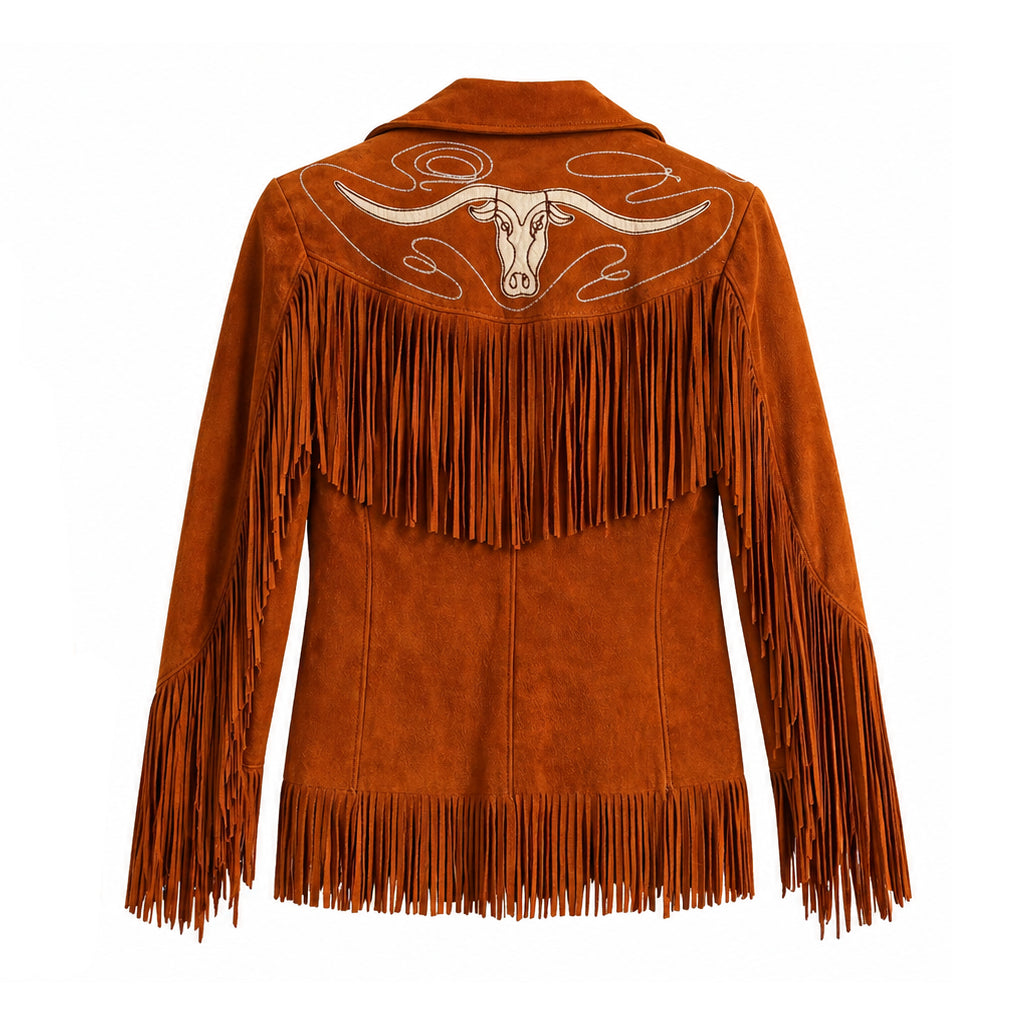 Aya Cash Brown Fringe Suede Jacket