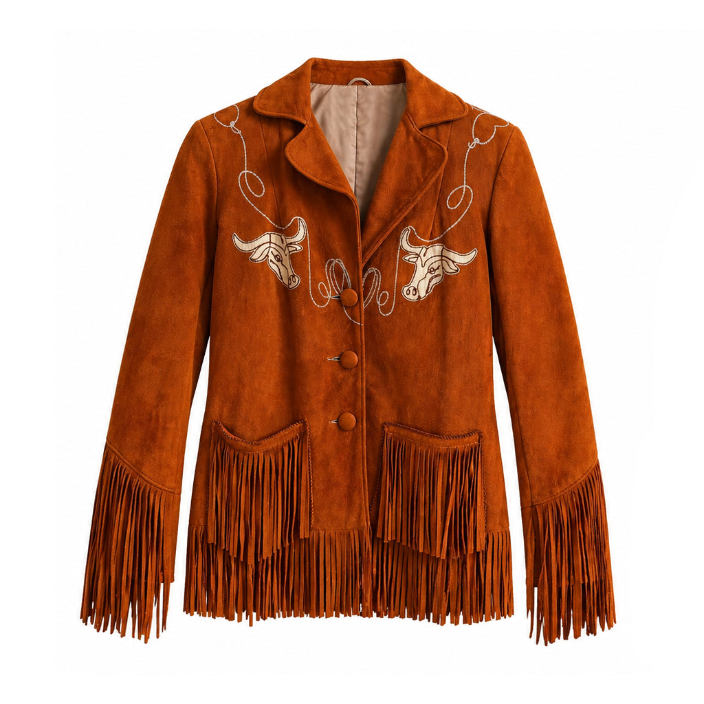 Aya Cash Brown Fringe Suede Jacket