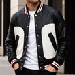 Black And White Bomber Leather Jacket