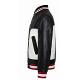 Black And White Bomber Leather Jacket