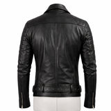 Men Quilted Black Leather Jacket