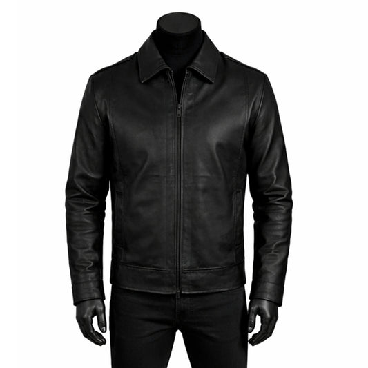 Simple Black Leather Jacket