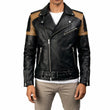 Cafe Racer Striped Leather Jacket