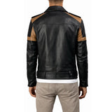 Cafe Racer Striped Leather Jacket