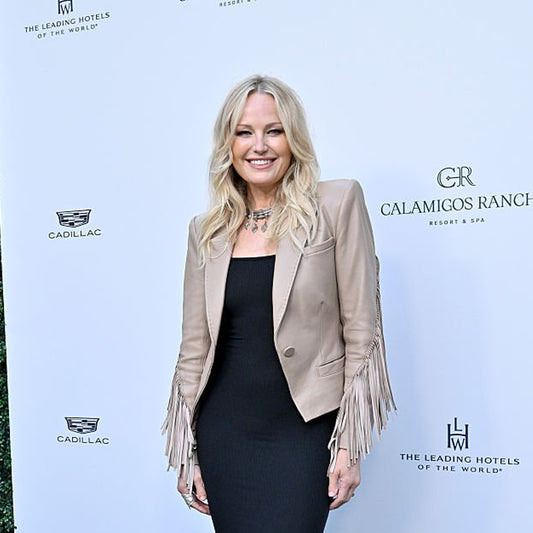 Calamigos Ranch Celebration Malin Akerman Leather Blazer