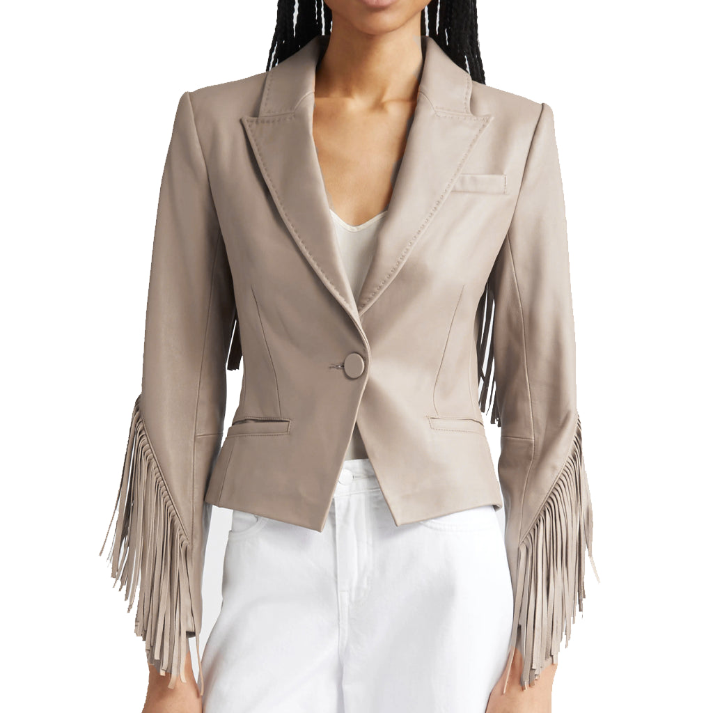 Calamigos Ranch Celebration Malin Akerman Leather Blazer