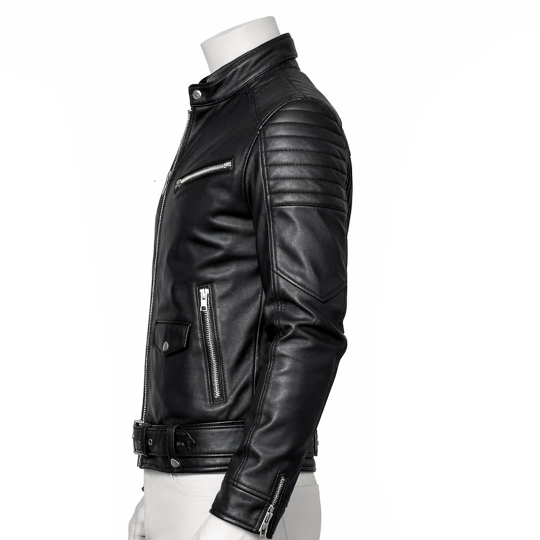 Classy Black Bomber Hooded Leather Jacket