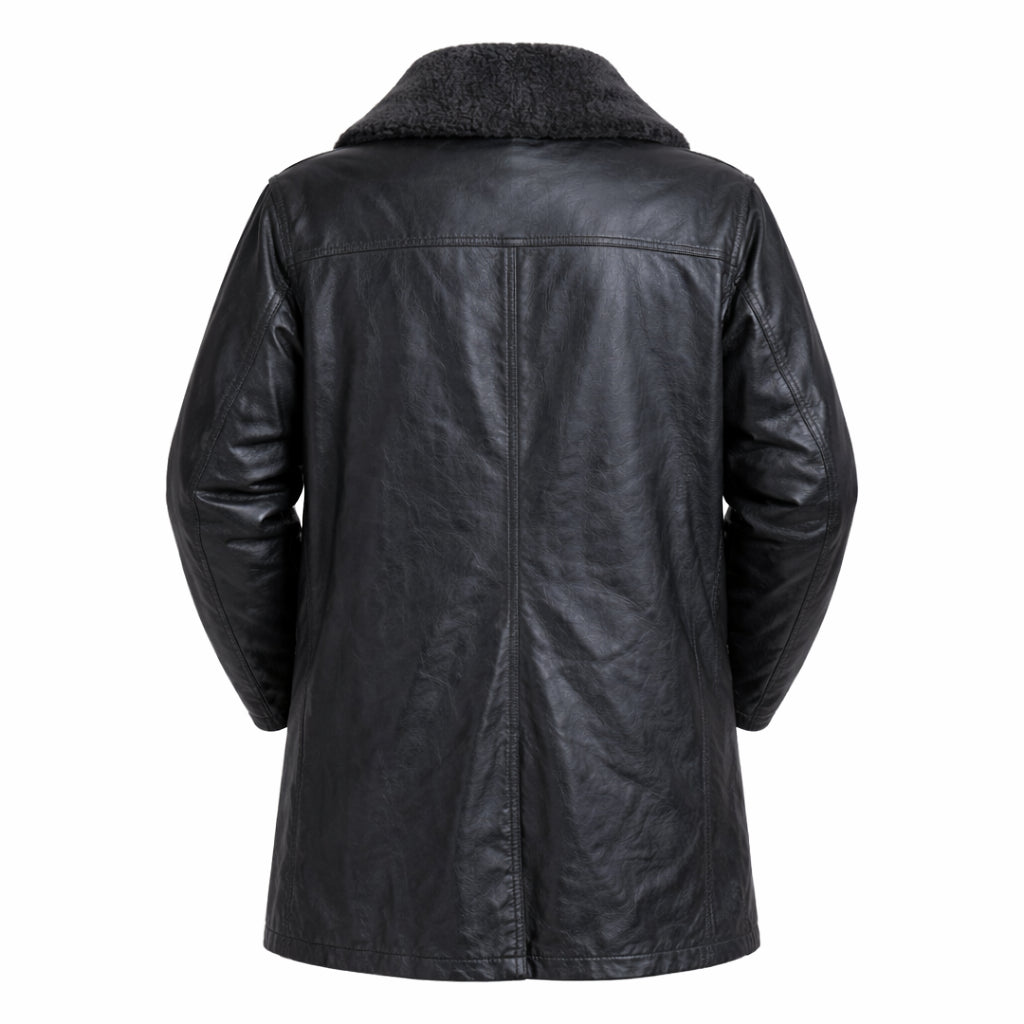 Wednesday S03 Fred Armisen Black Leather Coat