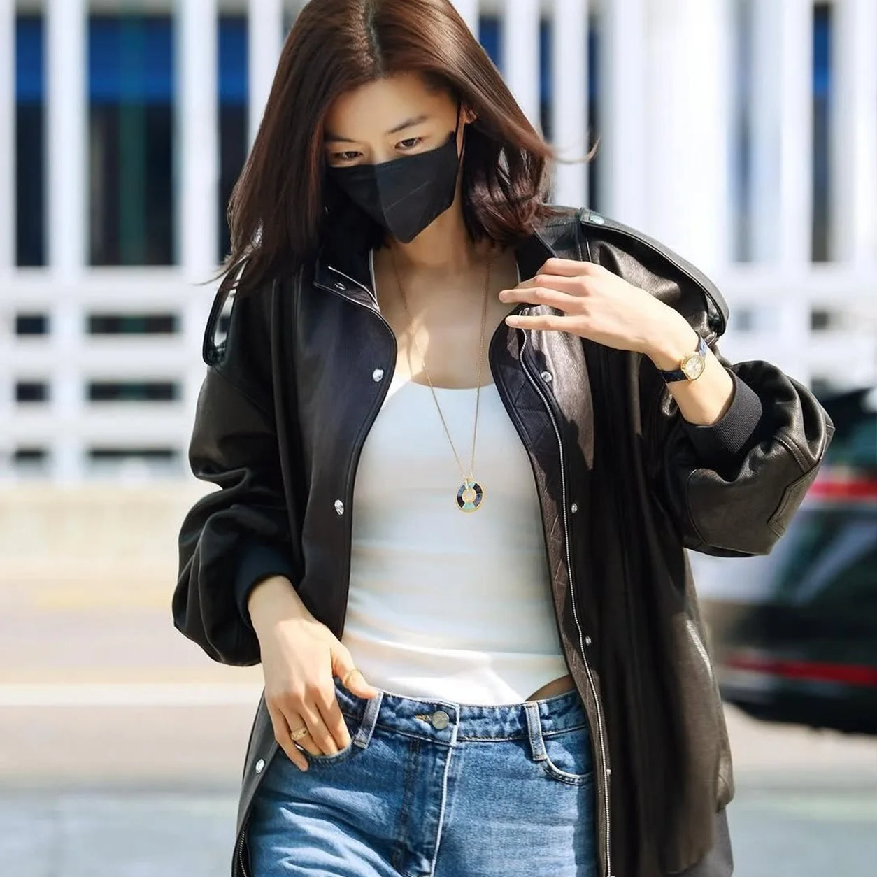Airport Jun Ji Hyun Incheon Black Jacket