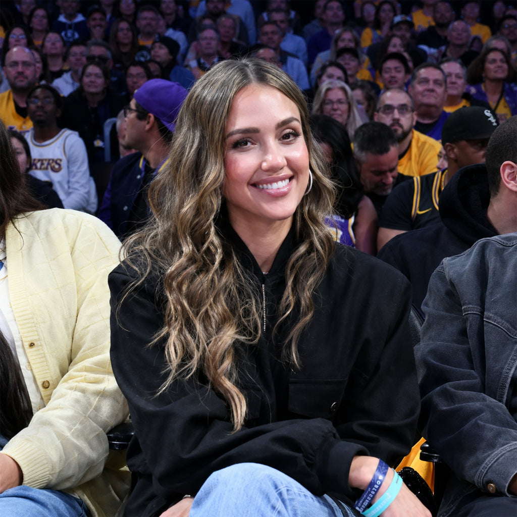 Los Angeles Lakers Game Jessica Alba Black Jacket