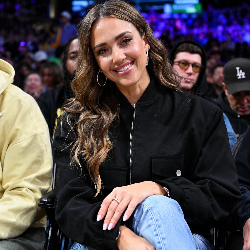 Los Angeles Lakers Game Jessica Alba Black Jacket