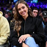Los Angeles Lakers Game Jessica Alba Black Jacket