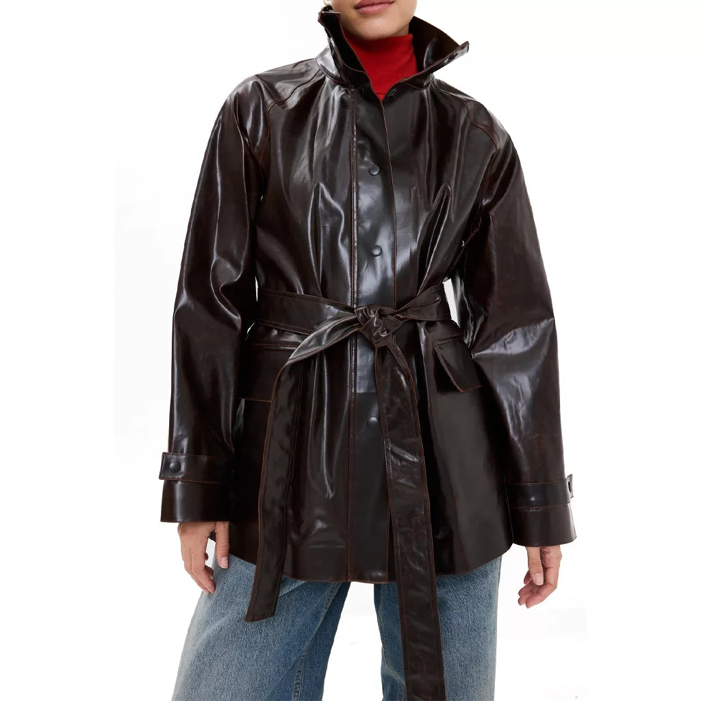 Lucky S01 Annette Bening Leather Coat