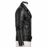 Men Quilted Black Leather Jacket