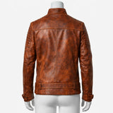 Men Distressed Brown Leather Jacket