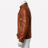 Men Distressed Brown Leather Jacket