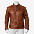 Men Distressed Brown Leather Jacket