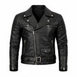 Men Quilted Black Leather Jacket