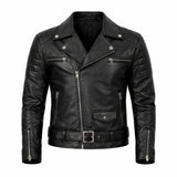 Men Quilted Black Leather Jacket