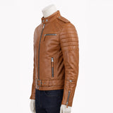 Mens Moto Biker Leather Jacket