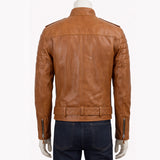 Mens Moto Biker Leather Jacket
