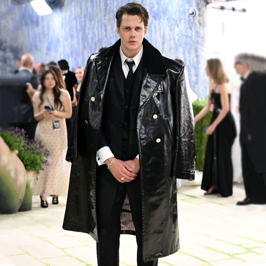 Met Gala 2026 Bill Skarsgård Leather Coat