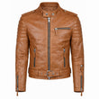 Mens Moto Biker Leather Jacket