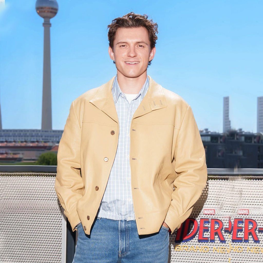 Tom Holland Press Tour Photocall Beige Jacket