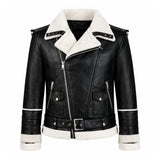 Motorcycle Shearling Black Leather Jacket