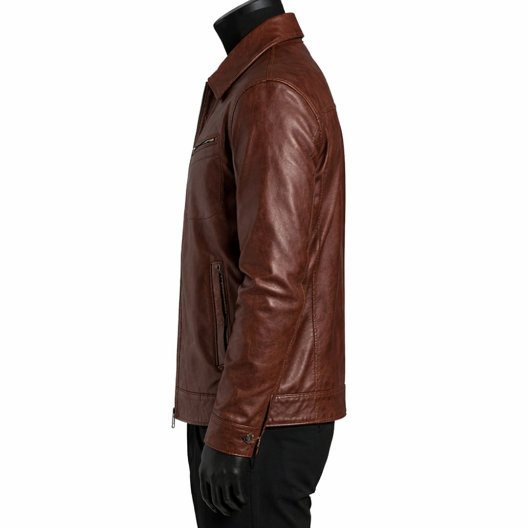 Shirt Style Brown Leather Jacket