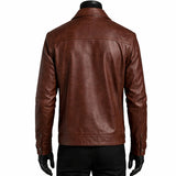 Shirt Style Brown Leather Jacket