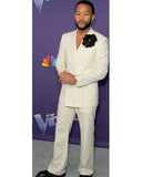 The Voice S25 White Pinstripe Suit
