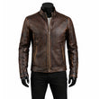 Vintage Motorcycle Waxed Brown Leather Jacket