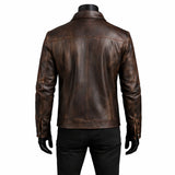 Vintage Motorcycle Waxed Brown Leather Jacket