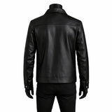 Vintage Shirt Style Black Leather Jacket