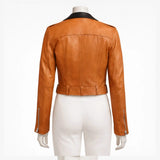 Women Asymmetrical Brown Leather Jacket