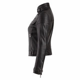 Women Biker Brown Leather Jacket
