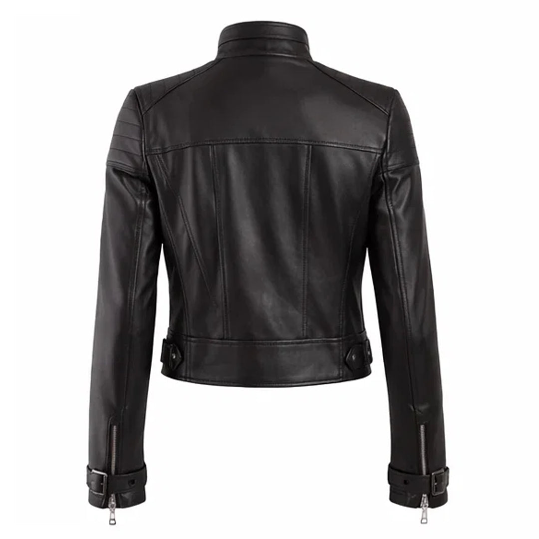 Women Biker Brown Leather Jacket
