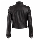 Women Biker Brown Leather Jacket