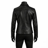 Women Racer Slim Fit Black Leather Jacket