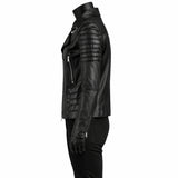 Women Racer Slim Fit Black Leather Jacket